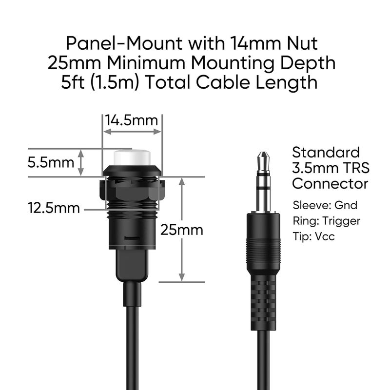 NEUMITECH Push Button Trigger for Neumi Atom 4K Lite Digital Media Players, 9/16-Inch (14.5mm) Diameter, 5ft (1.5m) Cable Length - Image 4